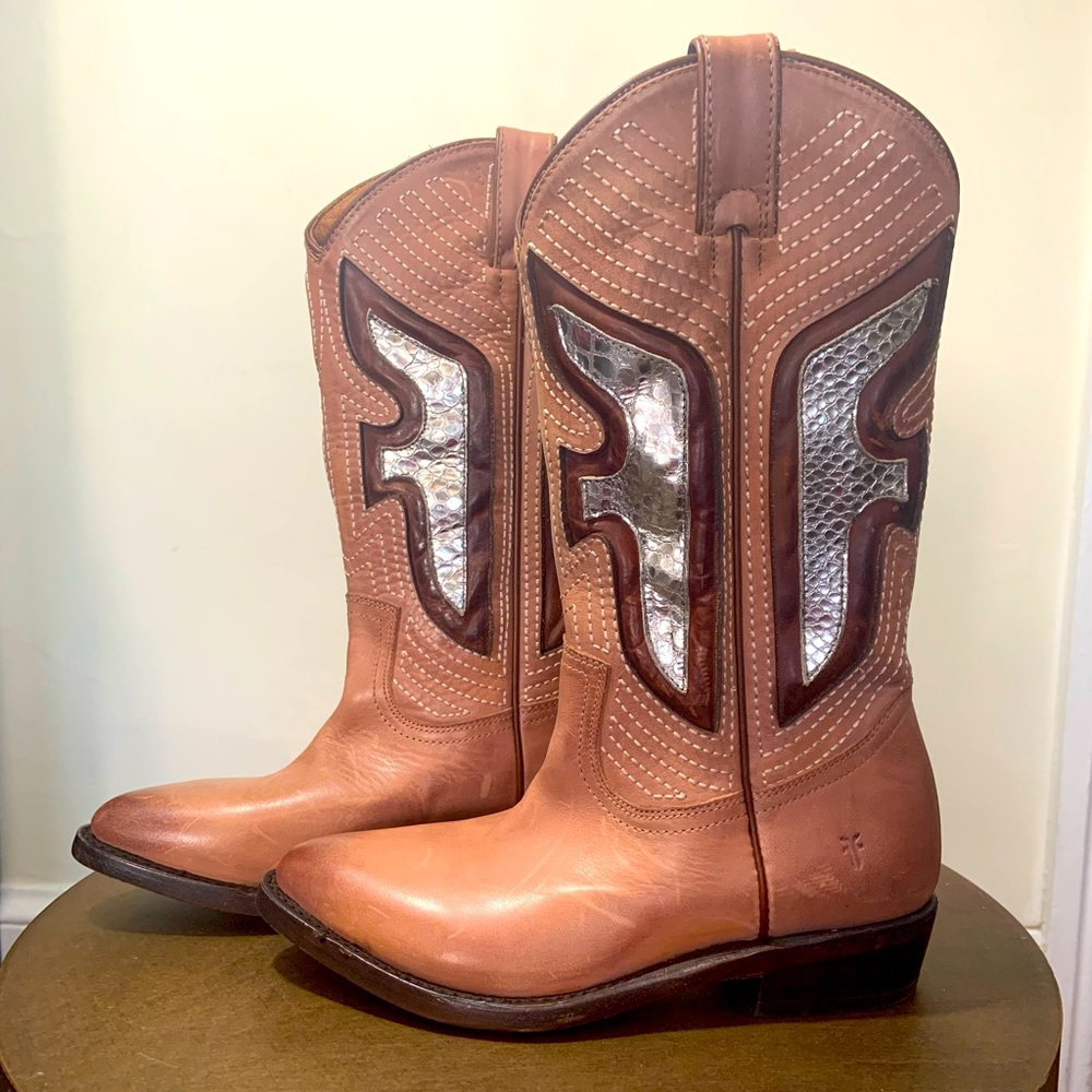 NWOT | FRYE | billy underlay cowboy boots rodeo cowgirl rancher dusty rose 5.5